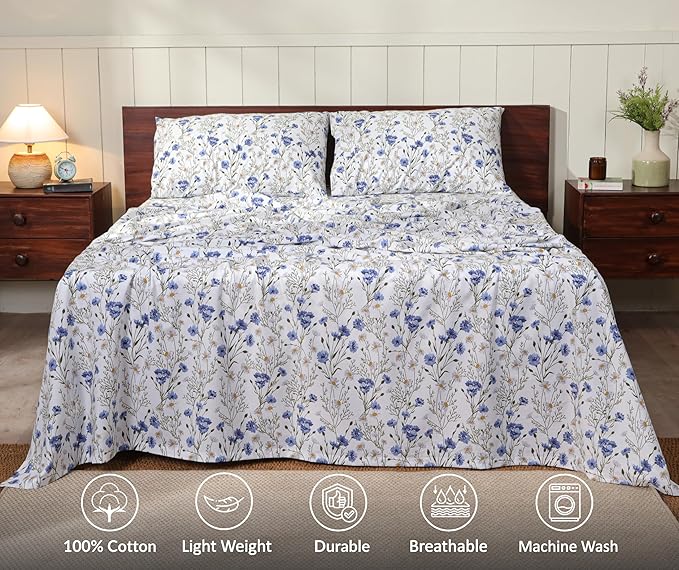 RUVANTI 100% Cotton Sheets – Queen Size Percale Bedding, Cooling & Breathable - Image 3