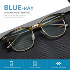 Blue Light Blocking Glasses Vintage Half Frame UV Clear Lens Anti Eyestrain - Image 5