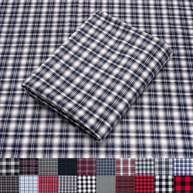 Pico Textiles 2 Yards Bolt Blue and White Tartan Plaid Flannel Fabric by PicoTextiles
