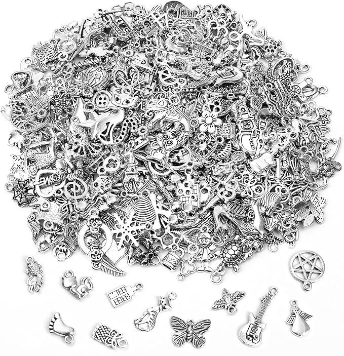 SANNIX 350Pcs Silver Charms for Jewelry Making Wholesale Bulk Tibetan Silver by SANNIX