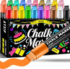 Window Chalk Markers for Blackboard，20 Colors Washable Glass Jumbo Liquid Chalk by AYSIP