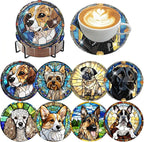 8 Pack Diamond Art Coasters, Dog Animal Diamond Painting Coasters Kits | Dog by Zythron