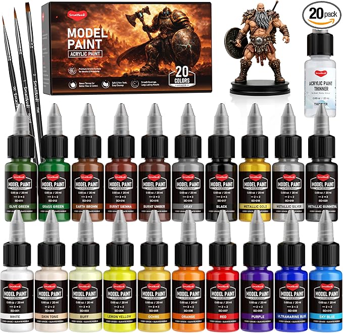 Smallbudi 20 Colors Model Paint Set 20ml/0.6Oz Miniature Acrylic Paint | by Smallbudi