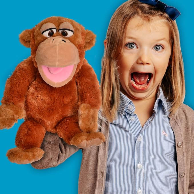 Playful Minds – Living Puppets Chico Monkey Hand Puppet – 17” Plush Animal - Image 3