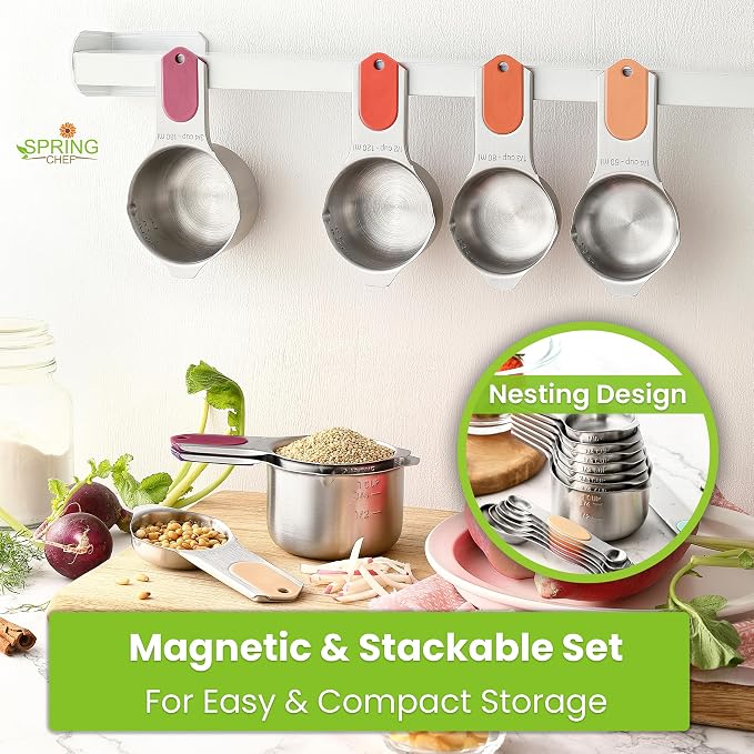 Spring Chef 15 Magnetic Measuring Cups & Spoons, Desert Sunset | Nesting - Image 5