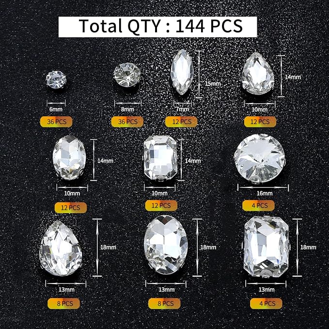 Sew on Rhinestone, Bags and Sewing Accessories，Crystal - Image 3
