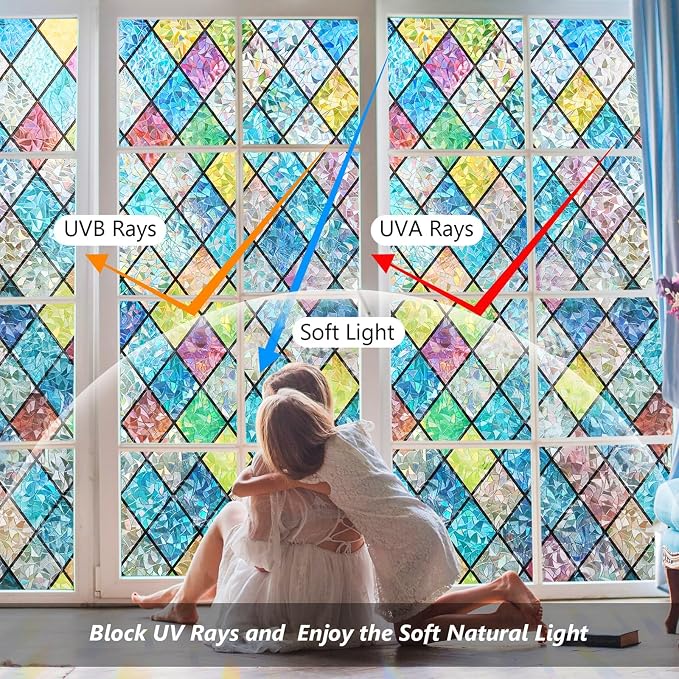LEMON CLOUD Window Privacy Film, Stained Glass Window Film, Static Cling - Image 2
