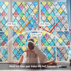 LEMON CLOUD Window Privacy Film, Stained Glass Window Film, Static Cling - Image 2
