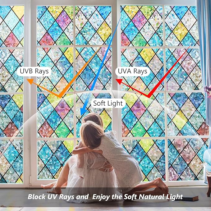 LEMON CLOUD Window Privacy Film, Stained Glass Window Film, Static Cling - Image 2