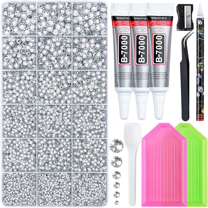 32000 Pcs Resin Jelly Rhinestones Kit, Sliver Clear 2/3/4/5/6mm Flatback by Lotwow