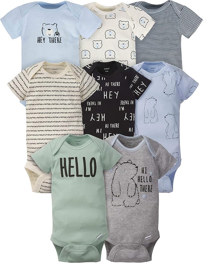 Gerber unisex-baby 8-pack Short Sleeve Onesies Bodysuits