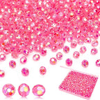 BONNY BOXX 500pcs 8mm Acrylic Faceted Round Crystal Beads Transparent Pink AB by BONNY+BOXX