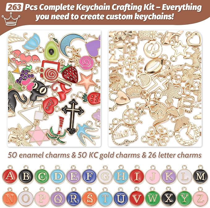 selizo 263Pcs Charms Lip Gloss Keychain Making Kit, DIY Craft Supplies - Image 2