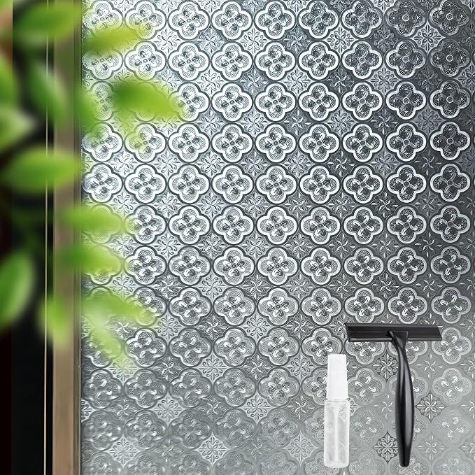 STATINT Frosted Glassy Petals 3D Begonia Window Privacy Film Decorative Non by STATINTWINDOWFILMS