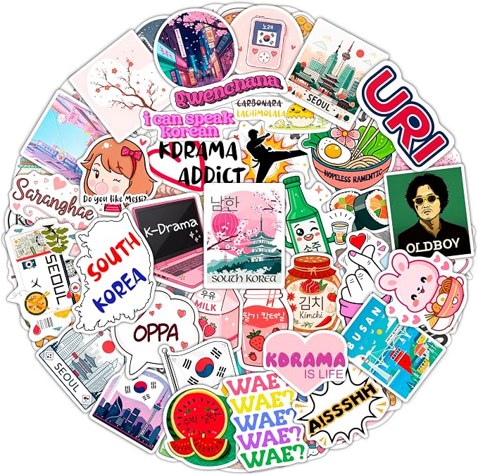 100Pcs South Korea Stickers for Luggage, Water Bottle by BulbaCraft