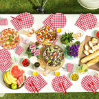 168 Pcs Red Gingham Checkered Party Supplies Scalloped Red and White Checkered - Image 5