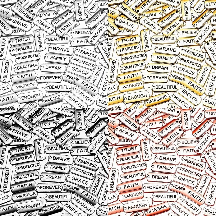 Hicarer 80 Pieces Word Charms Pendants Engraved Motivational Charms Pendants by Hicarer