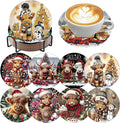 8 PCS Christmas Diamond Art Coasters Kits Highland Cows Coaster Kits | Diamond by Benjenes