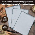 LEATHER VILLAGE Grey Deckled Edge Handmade Watercolor Paper 12x16 | 50 Sheets - Image 2