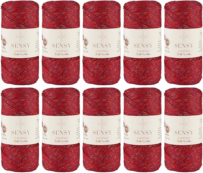 10 Skeins of Sensy Premium 2mm 251 Yards Sparkle Polyester Rope 90% by SSENSY