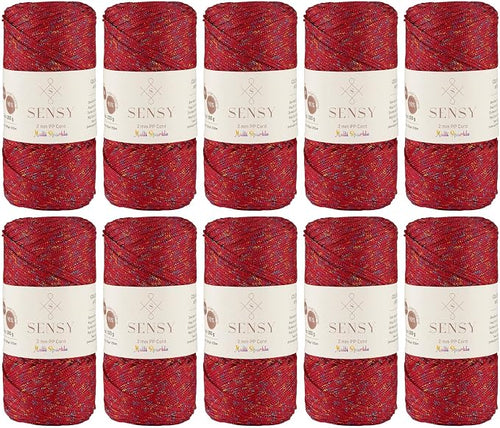 10 Skeins of Sensy Premium 2mm 251 Yards Sparkle Polyester Rope 90% by SSENSY
