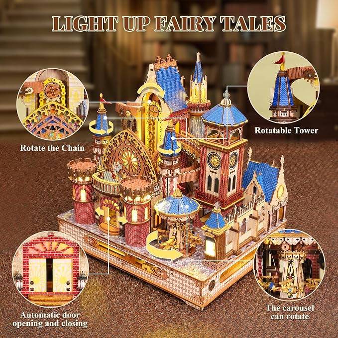 DIY 3D Wooden Puzzles for Adults, Alnwick Castle Miniature House Kit - Image 3