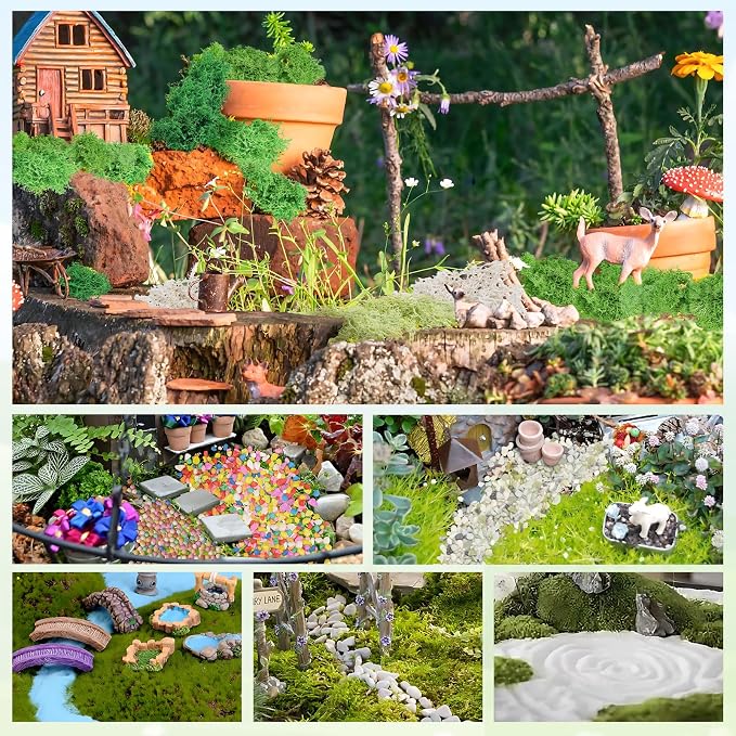 QUOZUO Scenery Basing Material Kit, 10 Pack Fairy Garden Miniatures Accessories - Image 3