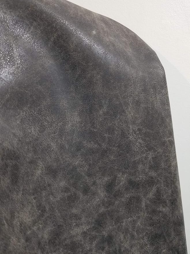 NAT Leathers | Gray Distress Crazy Horse Oily Faux Vegan Leather PU | 1 Yard 36 - Image 2