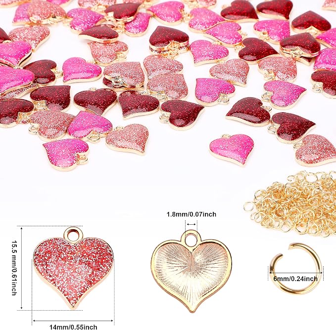 SANNIX 90Pcs Valentine's Day Heart Charms - Image 2