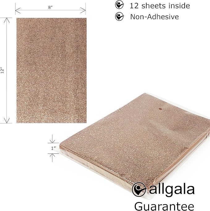 Allgala 12 Pack Glitter EVA Foam Paper 8 x 12inch Sheets-Sand Gold-CF85016 - Image 2