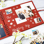 Bstorify Square Scrapbook Photo Albums 50 Pages Red Thick Paper, Ribbon Closure - Image 7