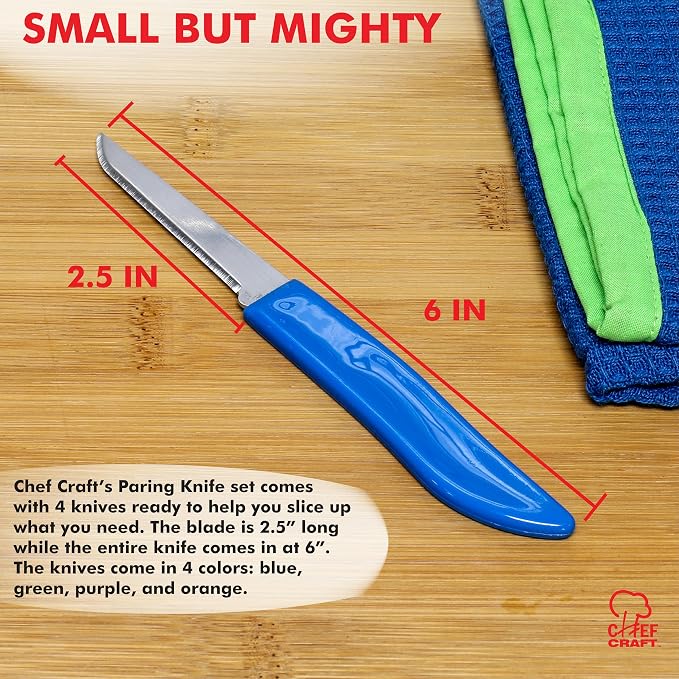 Chef Craft Select Paring Knife Set, 2.5 inch blade 6 inch in length 4 piece set - Image 3