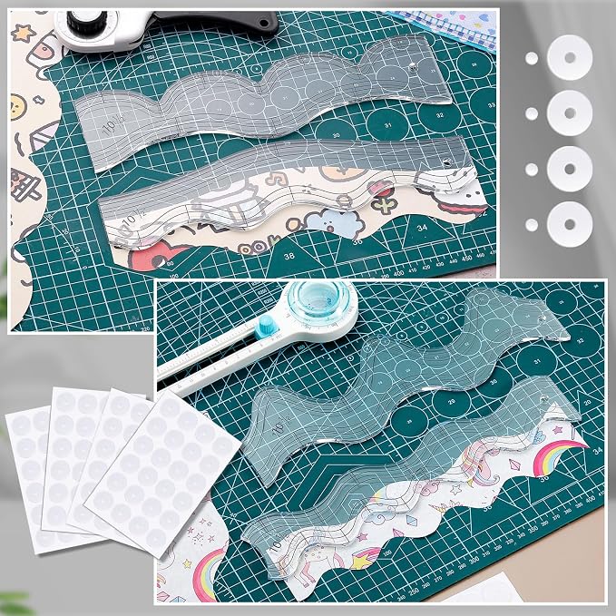 Kigley 4 Pcs Free Motion Quilting Templates Waves Acrylic Quilting Rulers - Image 6