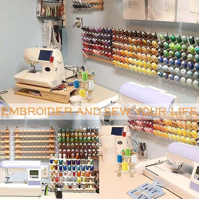 New brothread 60 Spools + 12 Spools Wooden Thread Rack/Thread Holder Organizer - Image 6