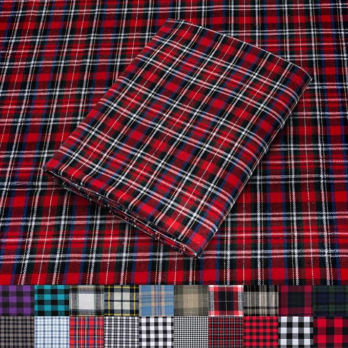 Pico Textiles 10 Yards Bolt Red and Black Tartan Plaid Flannel Fabric by PicoTextiles