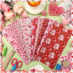 HunnmingRe 20 Pcs 10''x10'' Red Pink Floral Quilting Fabric Square Bundle Roses - Image 4