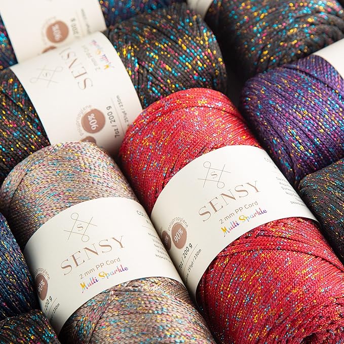 10 Skeins of Sensy Premium 2mm 251 Yards Sparkle Polyester Rope 90% - Image 6
