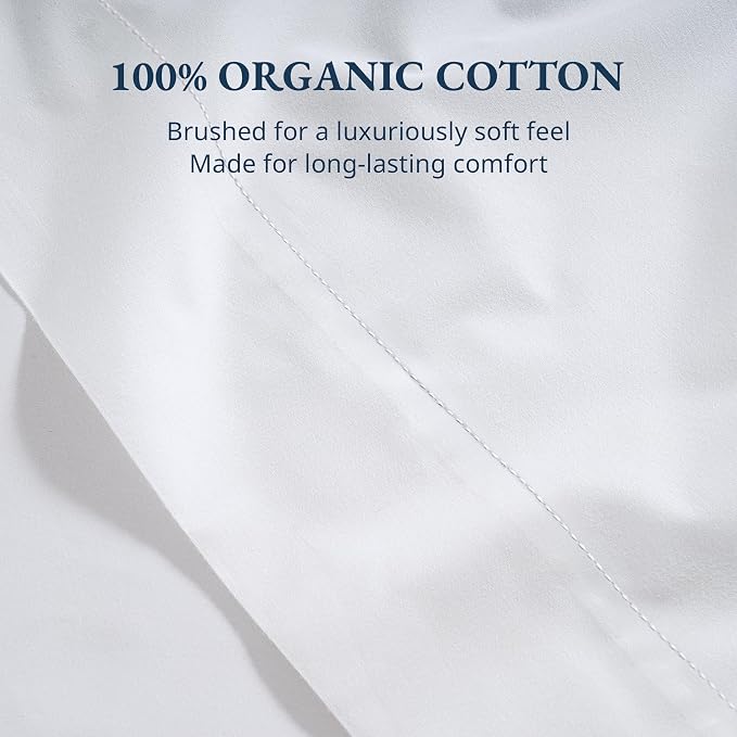 Lane Linen 100% Organic Cotton Twin Size Flat Sheet Only - Image 5