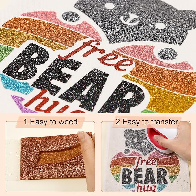 Tintnut Copper Gold Glitter Heat Transfer Vinyl Roll, easy cut & weed, stretch - Image 3