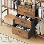 AFLUI Triple Bookshelf with 3 Fabric Drawers, 5-Tier Book Shelf and 10 Display - Image 3