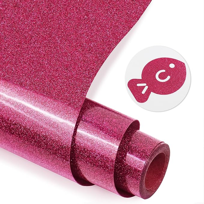Rose Red Glitter HTV Heat Transfer Vinyl, Glitter Iron on Vinyl 10" X 8ft | by MEVOREW