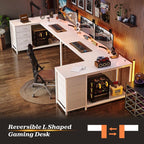 PRAISUN 53" L Shaped Desk with Power Outlets & USB-C Port, Reversible Computer - Image 9