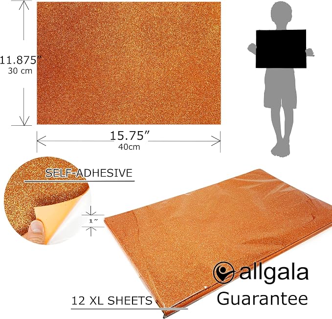 Allgala X-Large Self-Adhesive Glitter EVA Foam Sheets 12 Pack 12x16 inch Paper - Image 2