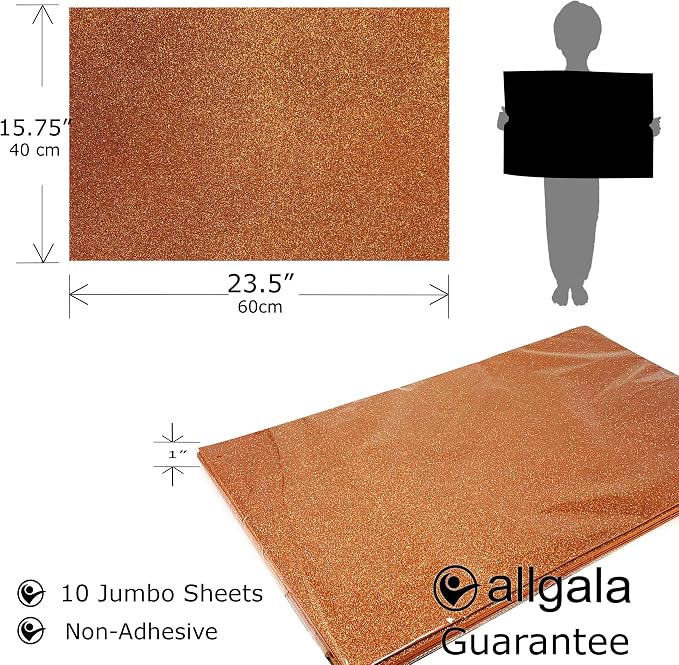 Allgala Jumbo Glitter EVA Foam Sheets 10 Pack 16x24 inch Paper Sheets- Orange - Image 2