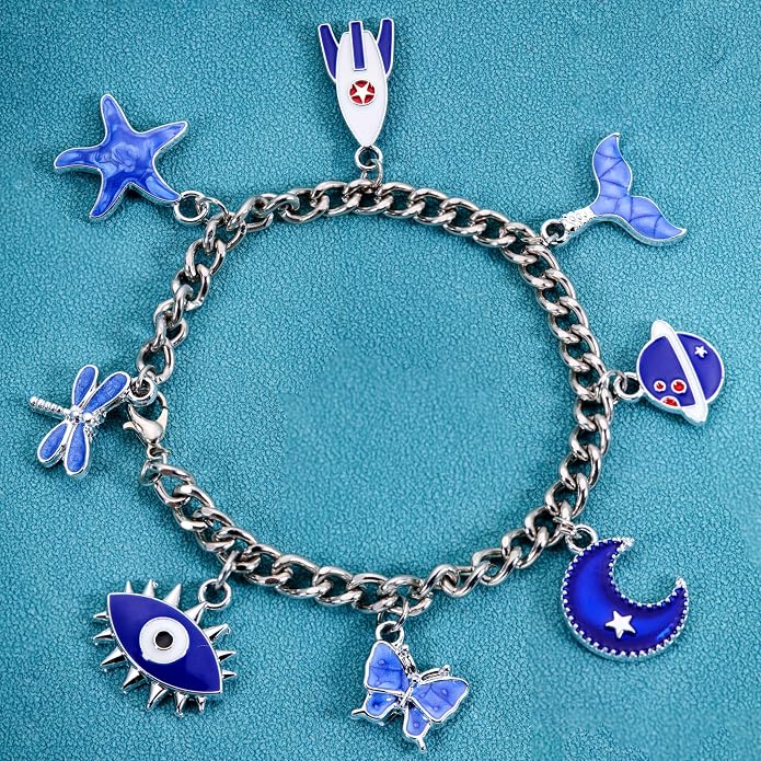 Silver-Tone Enamel Charms Set for DIY Jewelry Making - Image 4