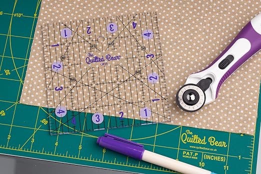 The Quilted Bear Square Quilting Ruler, Transparent Acrylic, Precise Bold Lines - Image 7
