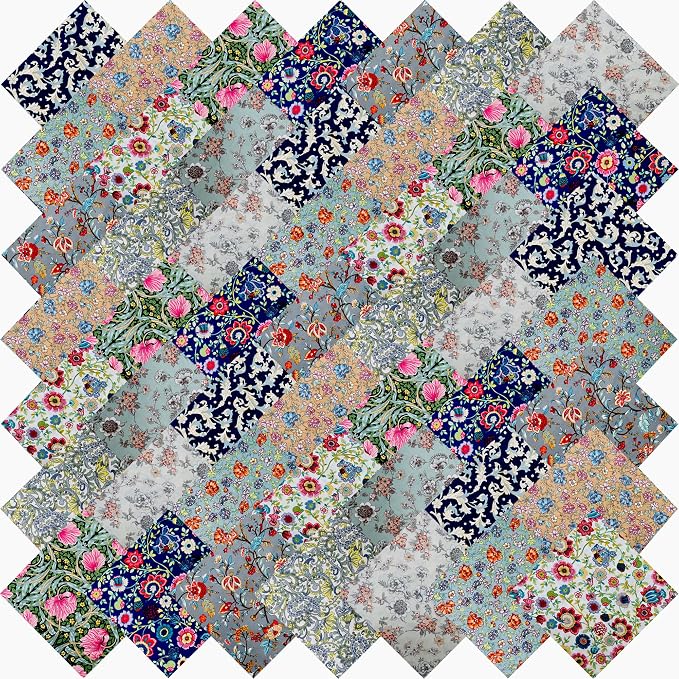 HANPATQUI 50PCS 5 x 5 inch 100% Cotton Fat Quarters Fabric by HANPATQUI