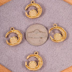 Gold-Tone Moon Charms with Rhinestones - Image 3