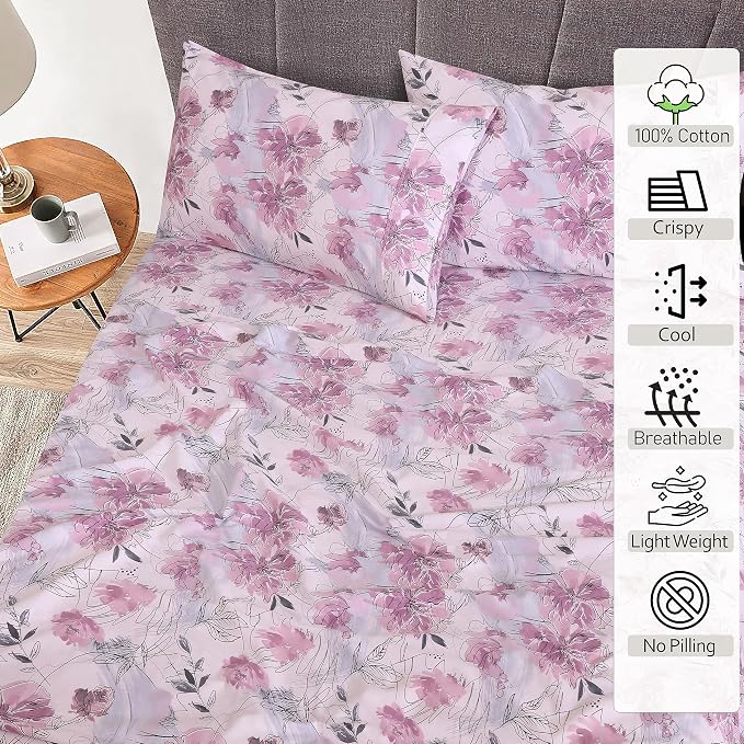 RUVANTI 100% Cotton Sheets – Queen Size Percale Bedding, Cooling & Breathable - Image 2
