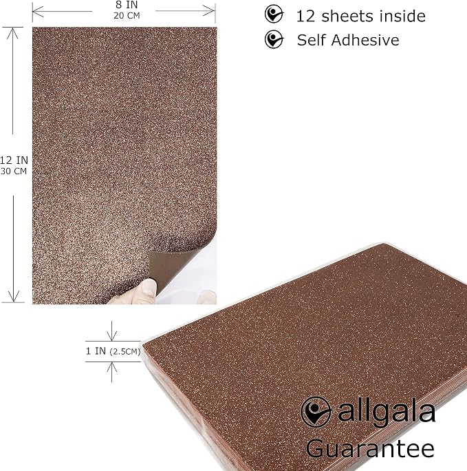Allgala 12 Pack Glitter EVA Foam Paper 8 x 12inch Sheets-Coffee Color - Image 2
